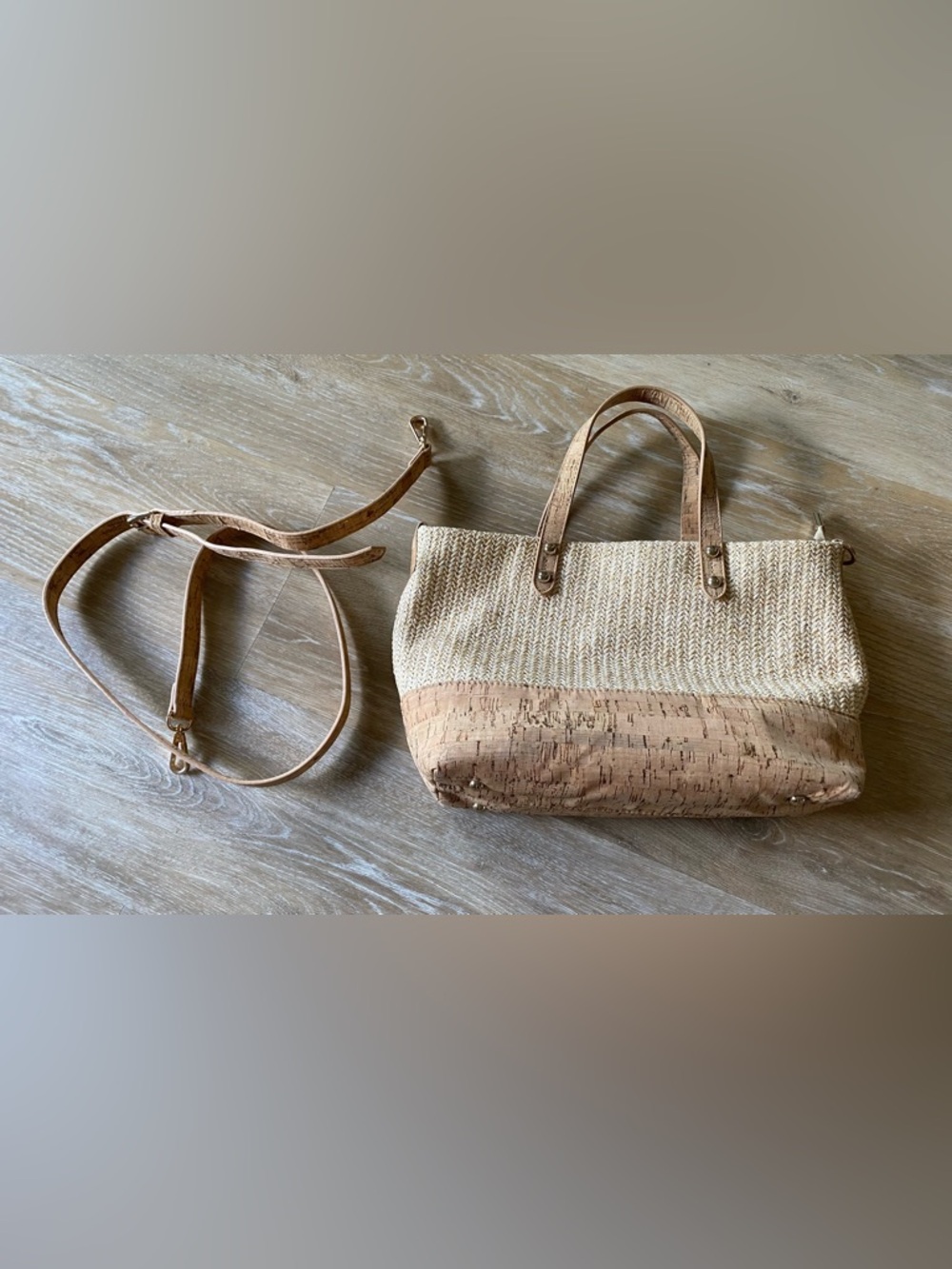 Cork and Straw Handbag by Hotter - Picture 2 of 6